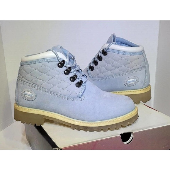 Vtg FUBU Collection Women’s Quilted Contender Boots POWDER BLUE 7M Construction - Picture 1 of 12